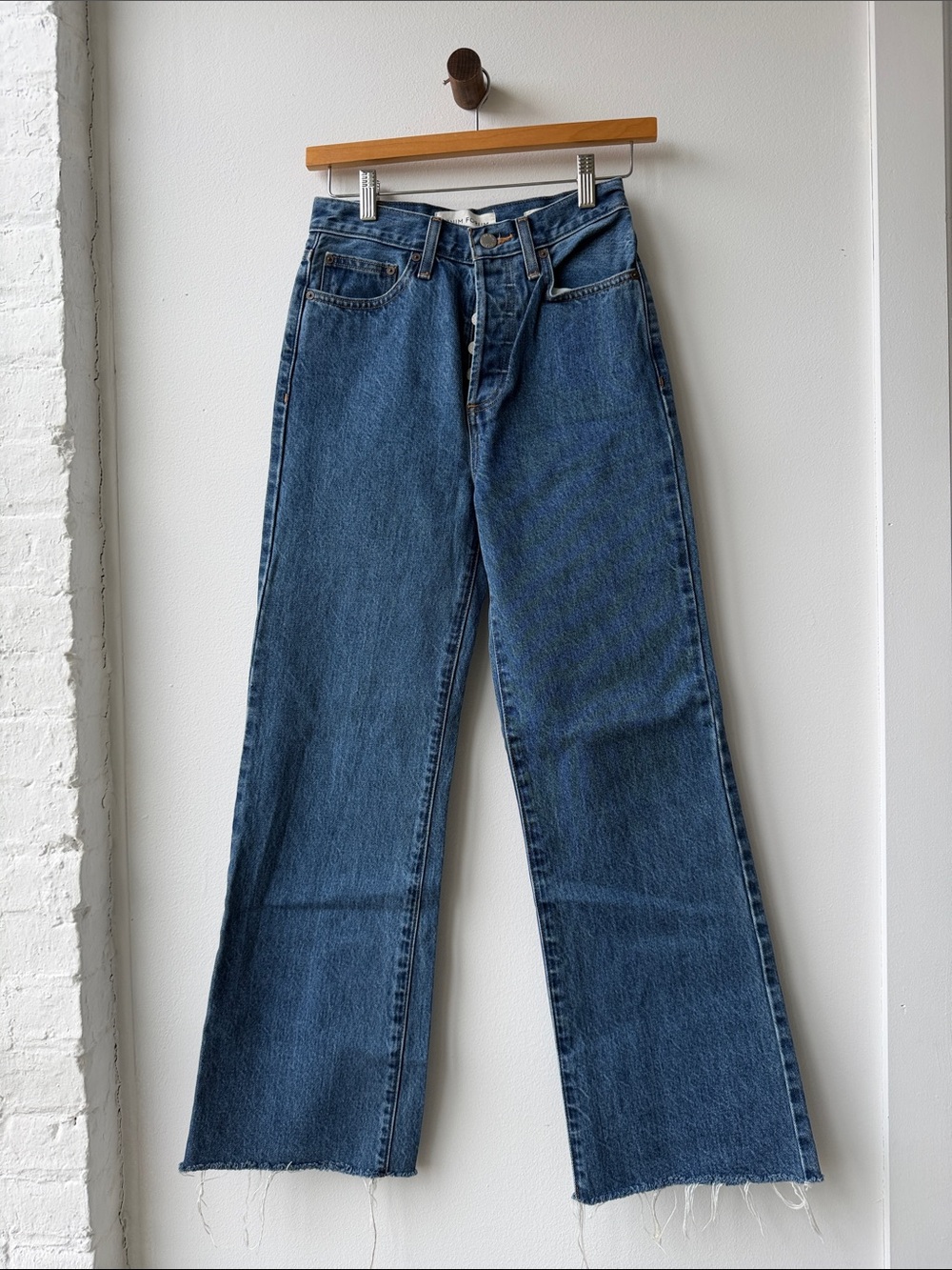 Denim Forum Medium Blue High-Rise Wide-Leg Jeans